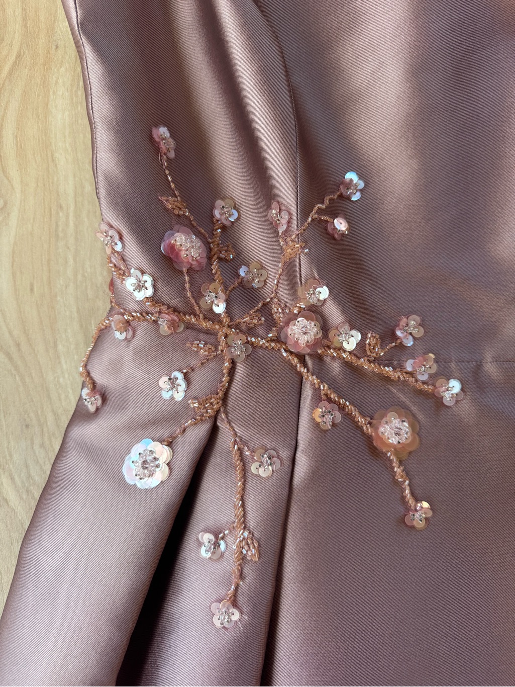 Nwt Teri Jon Mauve Silk Beaded High Low Dress Size 8 — image 8 of 8